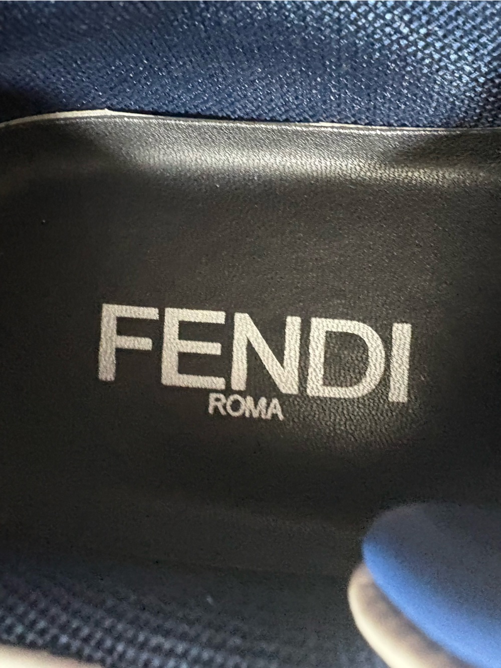 Fendi White Leather Low-Top Sneakers with Black Logo Strap - Picture 6 of 7